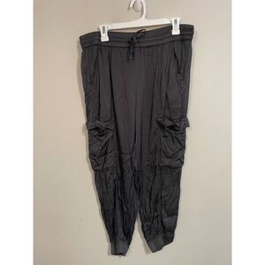 Aerie Satin Cargo Joggers in Gray Size Large Casual Loungewear Comfort